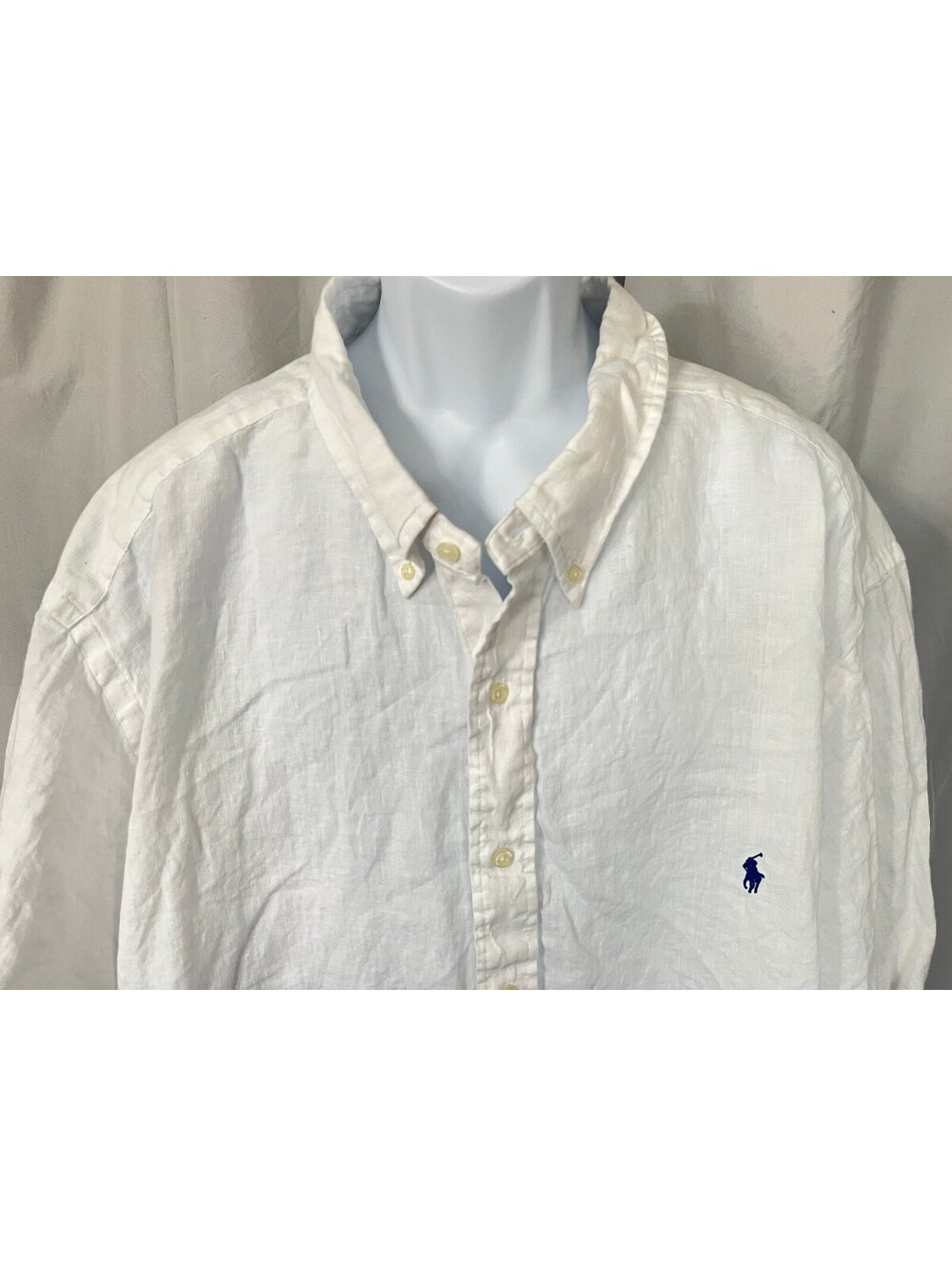 Ralph Lauren Men's Solid White 100% Linen Short Sleeve Shirt 4XL 4XB EUC